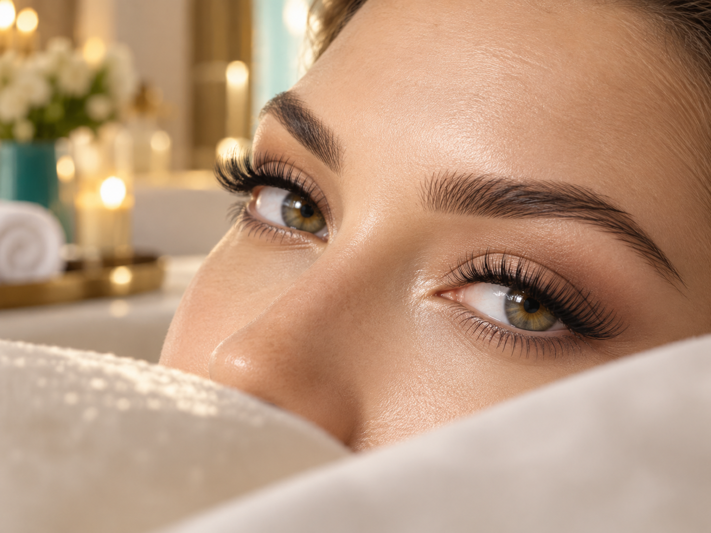 Close-up of professional lash extensions